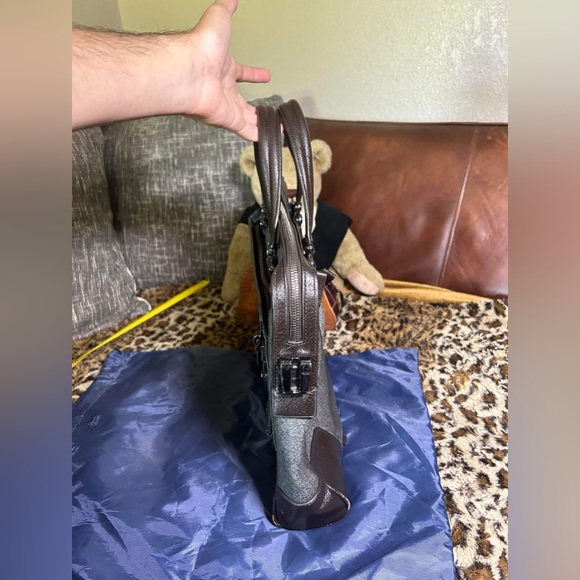 Tumi Astor Ansonia Leather Trim Laptop Messenger Bag Grey Coated Canvas Zip RFID - Picture 11 of 12